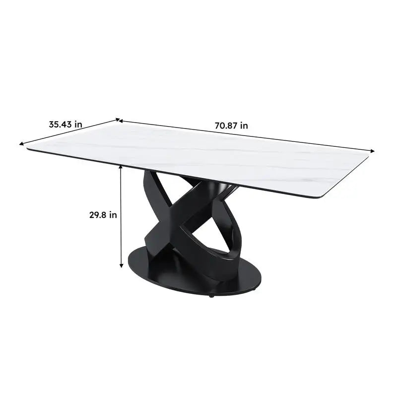 Sintered Stone Top Dining Table With Carbon Steel Base