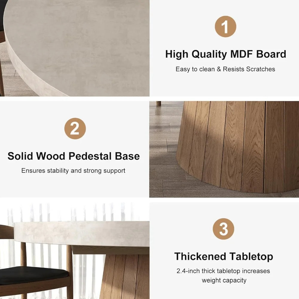 Extendable Round Dining Table With Pedestal Base For 4-6