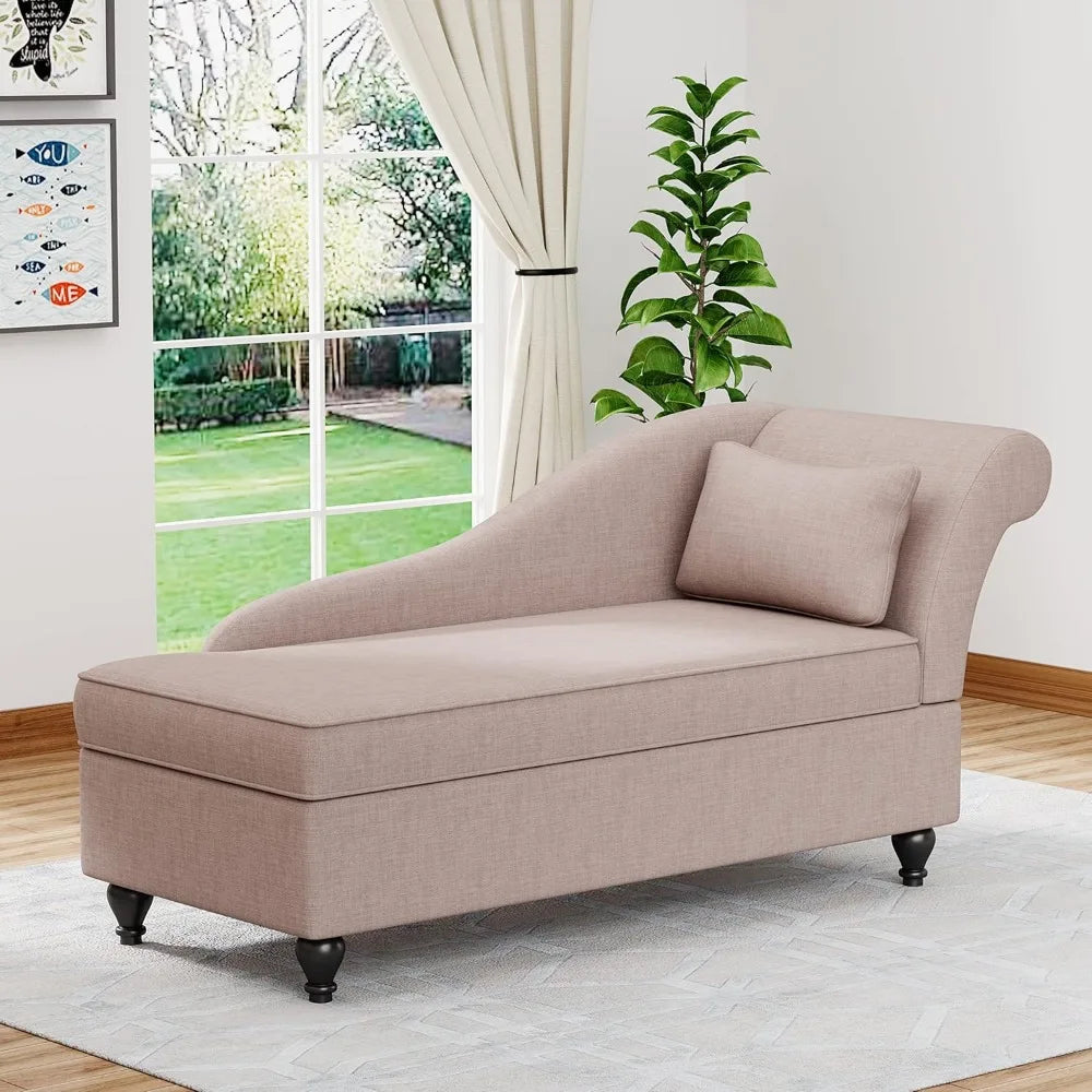 MKDK Indoor Storage Chaise Lounge Upholstered Fabric Chair Living Room