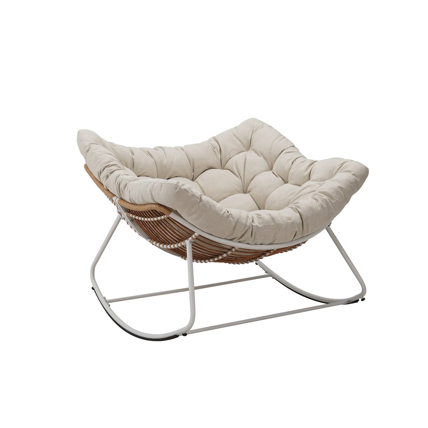 Outdoor Rocking Chair Patio Wicker Egg Chair With Cushion