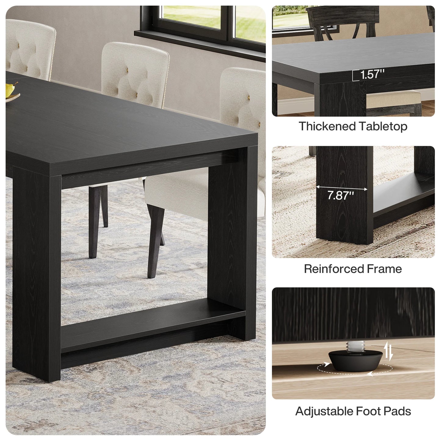 Tribesigns Modern Dining Table With Durable Pedestal Base