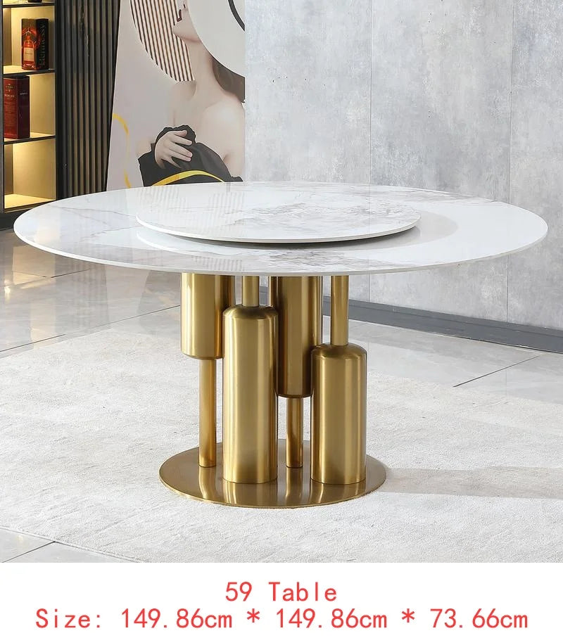 Modern Round Marble Dining Table With Lazy Susan Sintered Stone