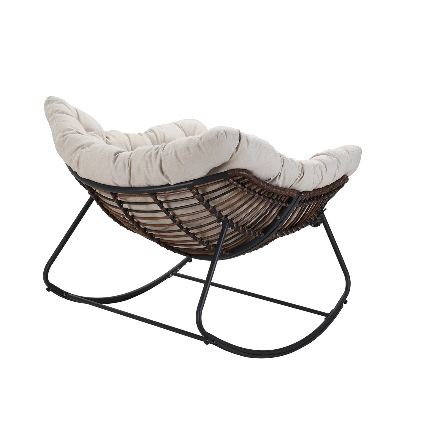 Outdoor Rocking Chair Patio Wicker Egg Chair With Cushion
