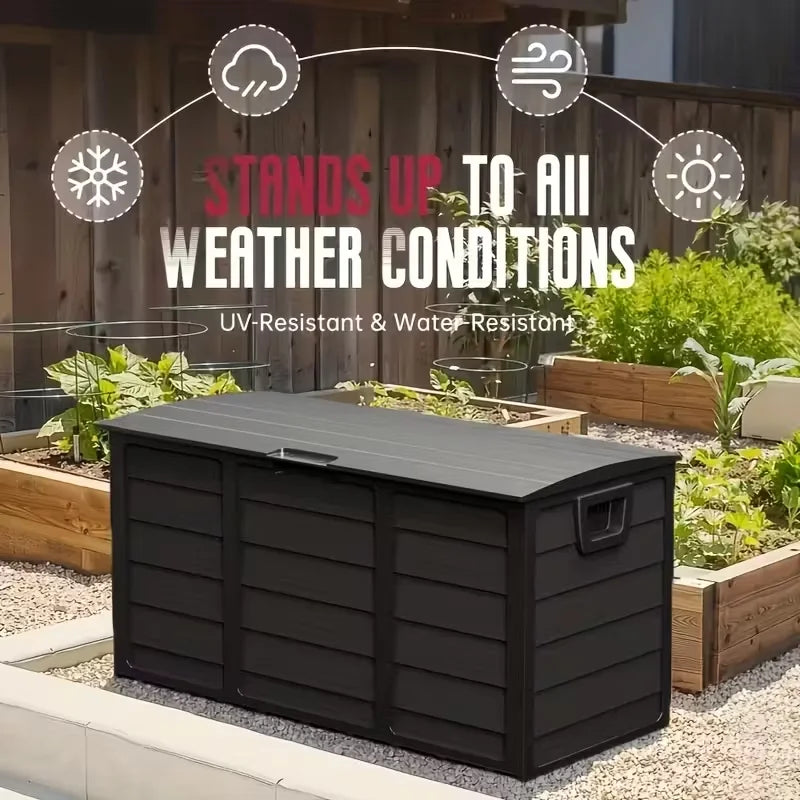 Outdoor Deck Box With Lockable Lid And Heavy Hinged Door
