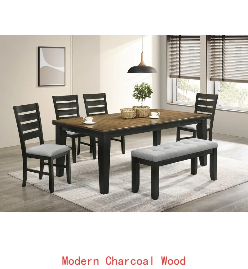 Contemporary 6-Piece Dining Set With Extendable Table And Upholstered Chairs