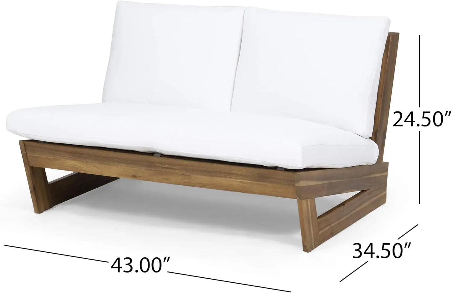 Great Deal Furniture Kaitlyn Outdoor Acacia Wood Loveseat With Cushions