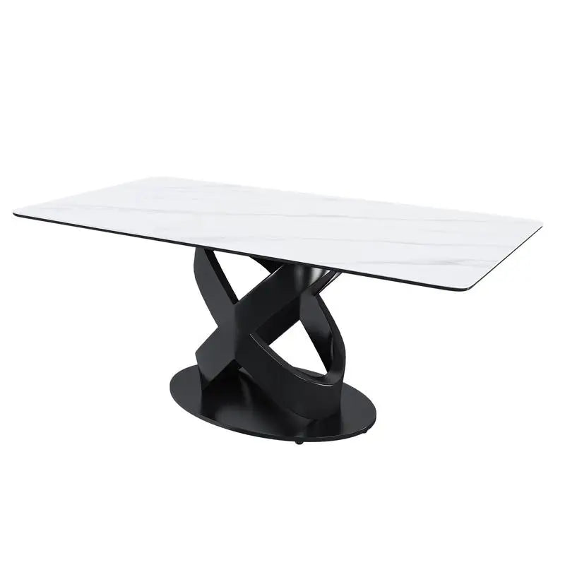 Sintered Stone Top Dining Table With Carbon Steel Base