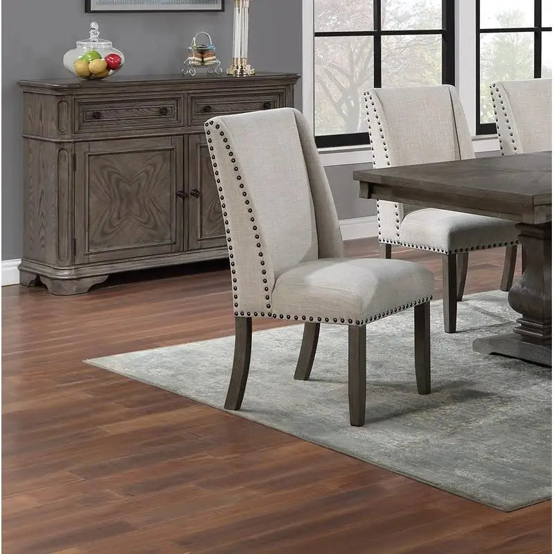 Traditional Dining Set With Leaf And Wingback Cushioned Chairs