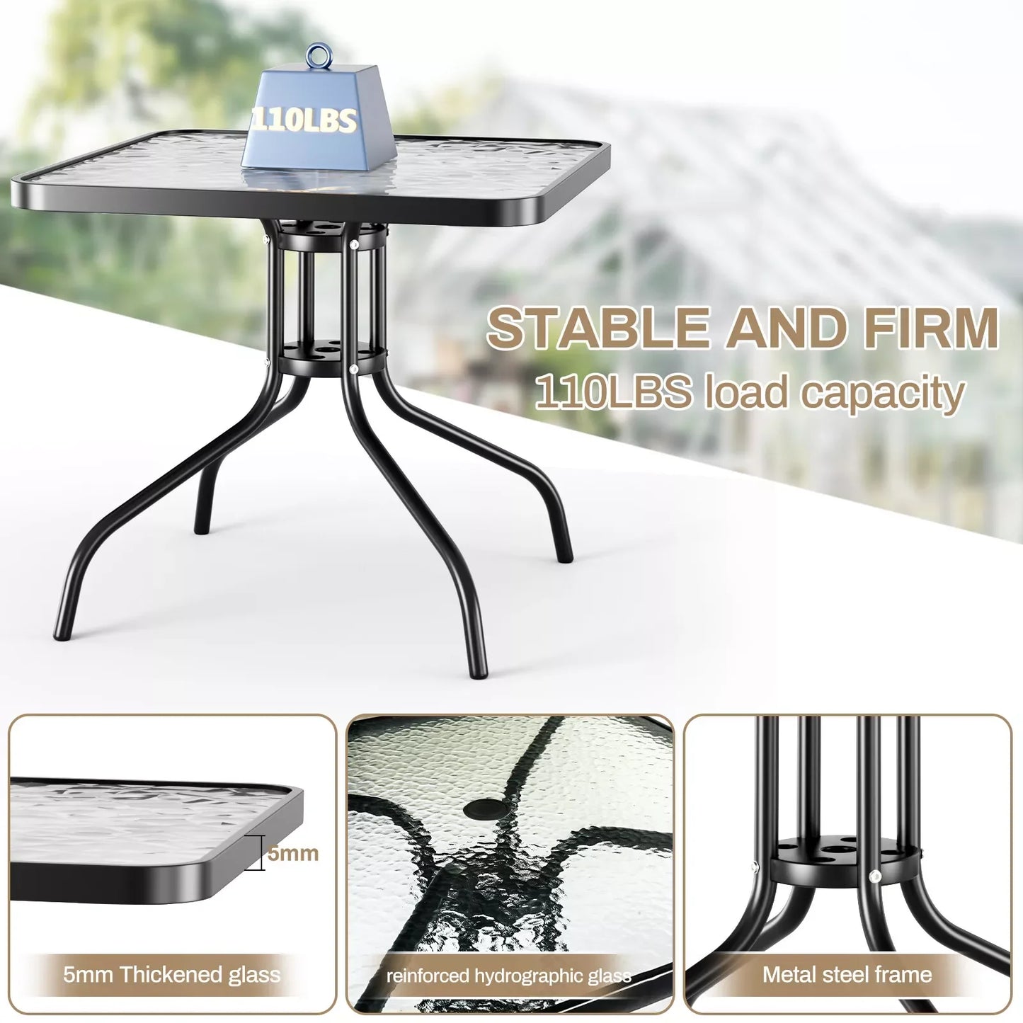 Patio Dining Set Outdoor Iron Table And Textilene Chairs