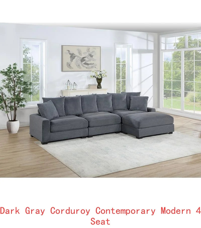 Contemporary 6-Piece Modular Sectional Sofa Set LAF And RAF Chairs