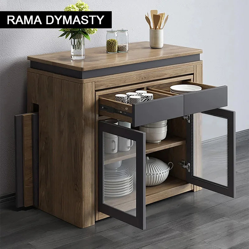 Rama Dymasty Modern Extendable Dining Table With Storage