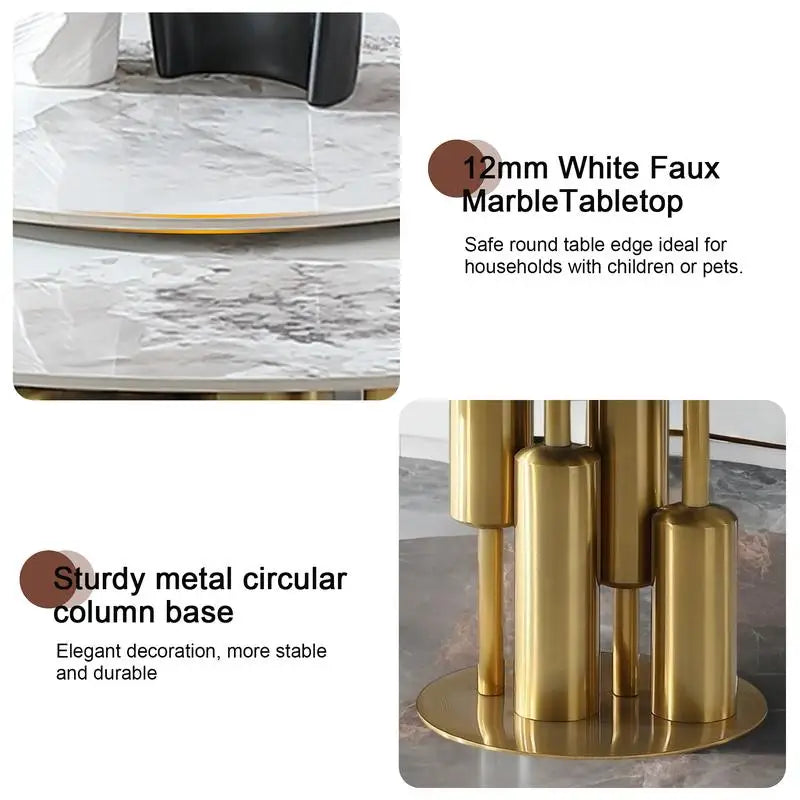 Modern Round Marble Dining Table With Lazy Susan Sintered Stone