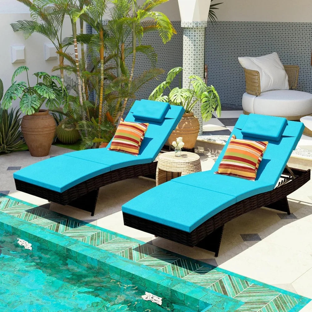 Sundale Outdoor Wicker Chaise Lounge Chair Set of 2