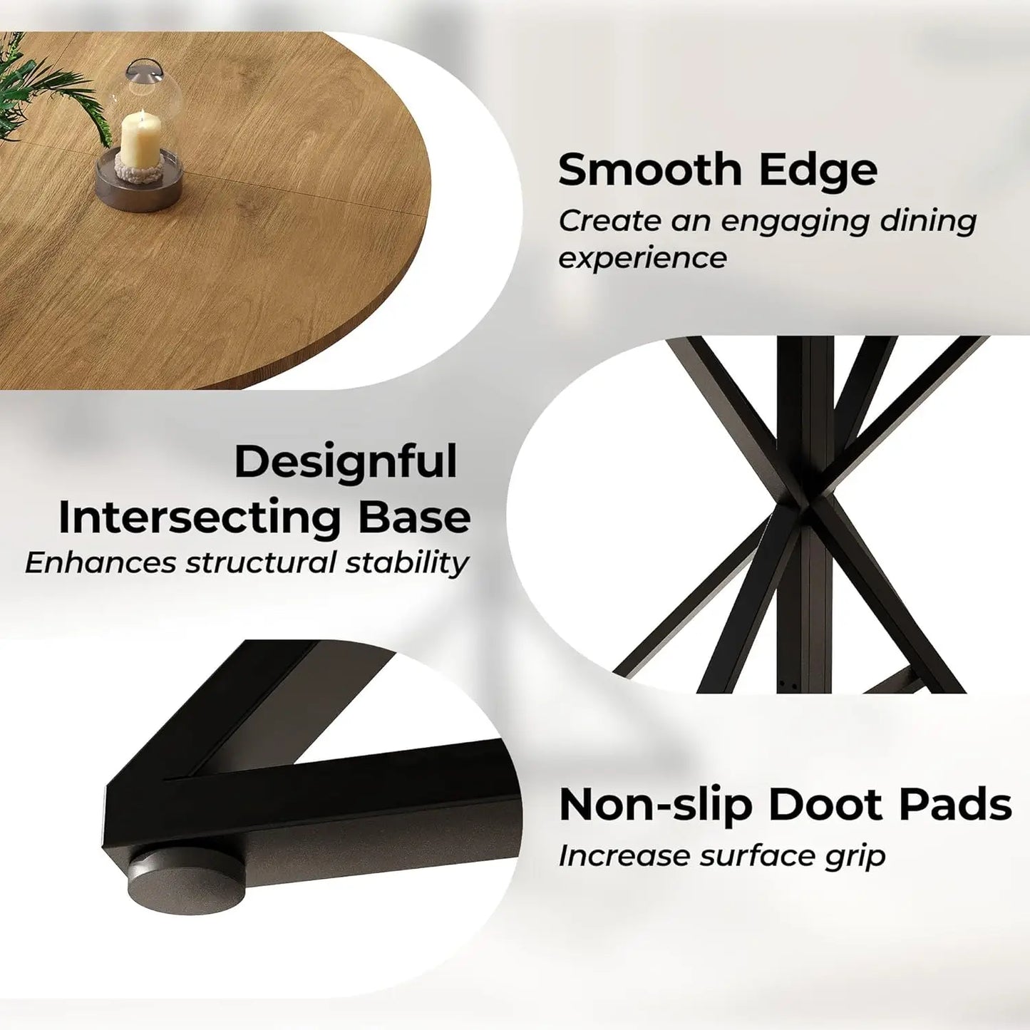 TWISTER.CK Round Dining Table For 4 Wood Top Metal Pedestal