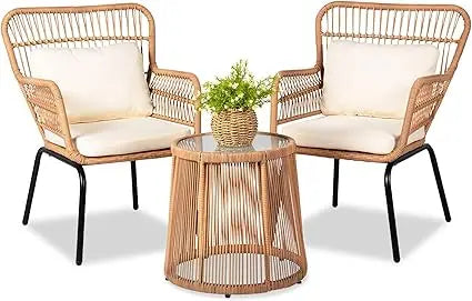 DAFIFY Outdoor Wicker Bistro Set Rattan Patio Furniture