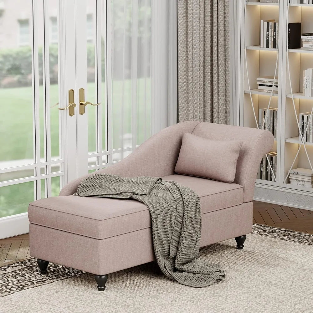 MKDK Indoor Storage Chaise Lounge Upholstered Fabric Chair Living Room
