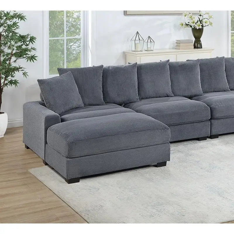 Contemporary 6-Piece Modular Sectional Sofa Set LAF And RAF Chairs