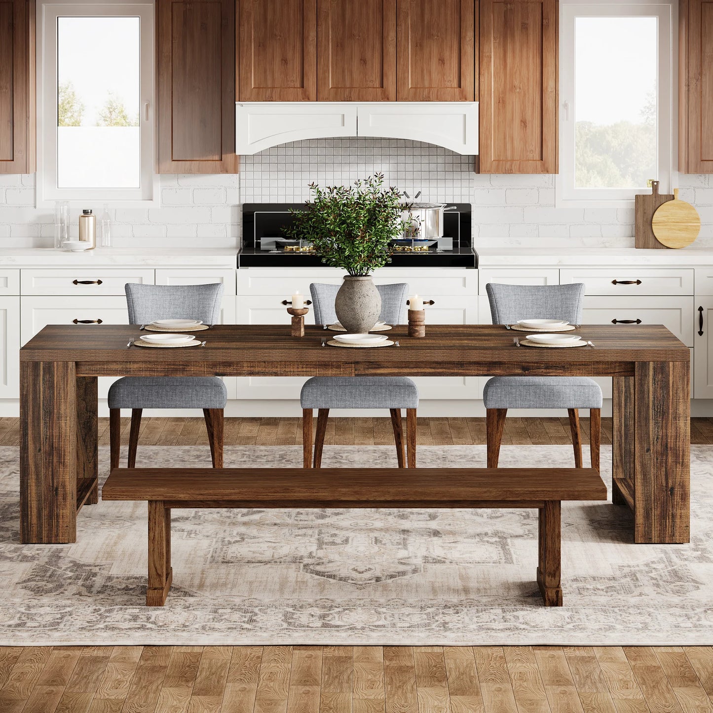 Tribesigns Modern Dining Table With Durable Pedestal Base