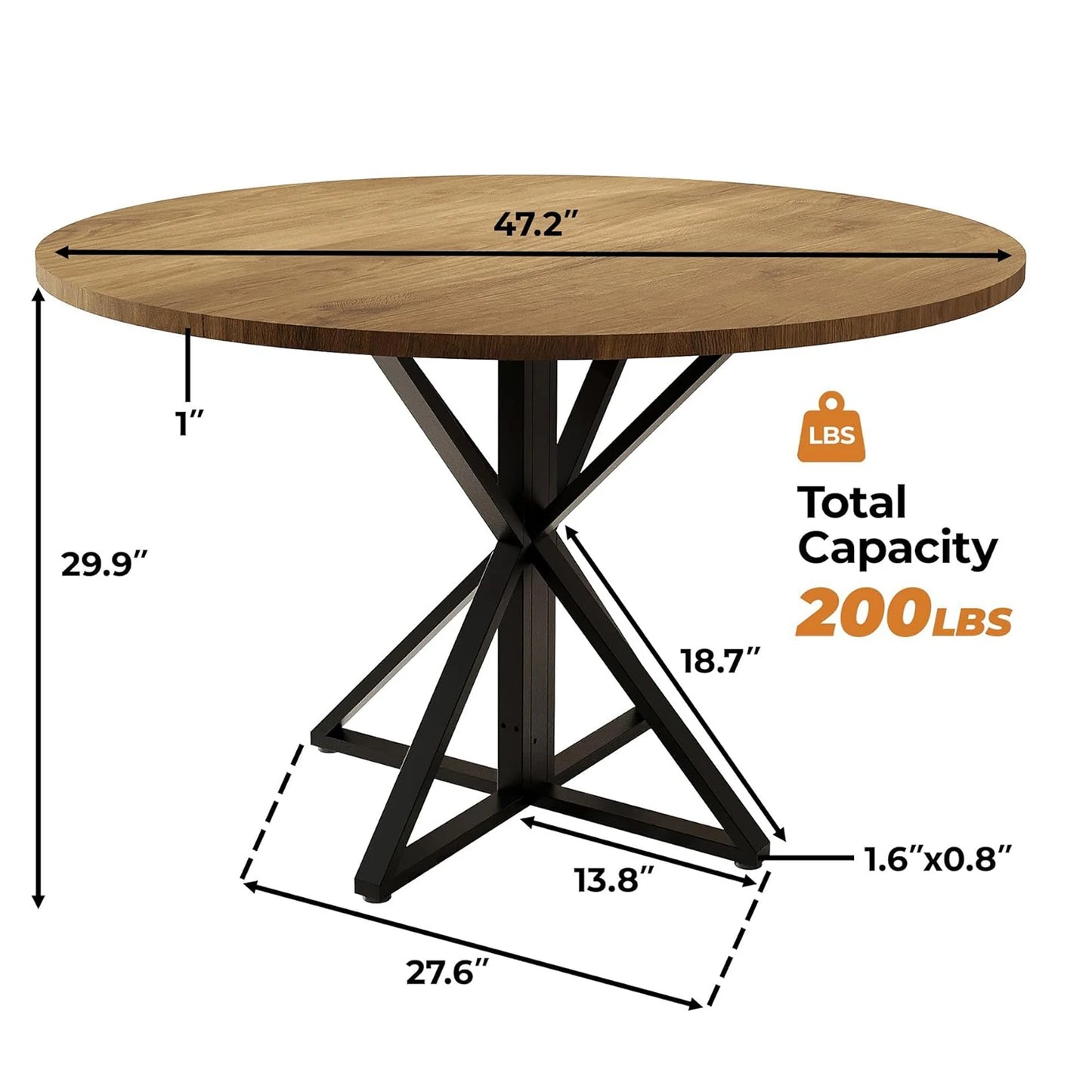 TWISTER.CK Round Dining Table For 4 Wood Top Metal Pedestal