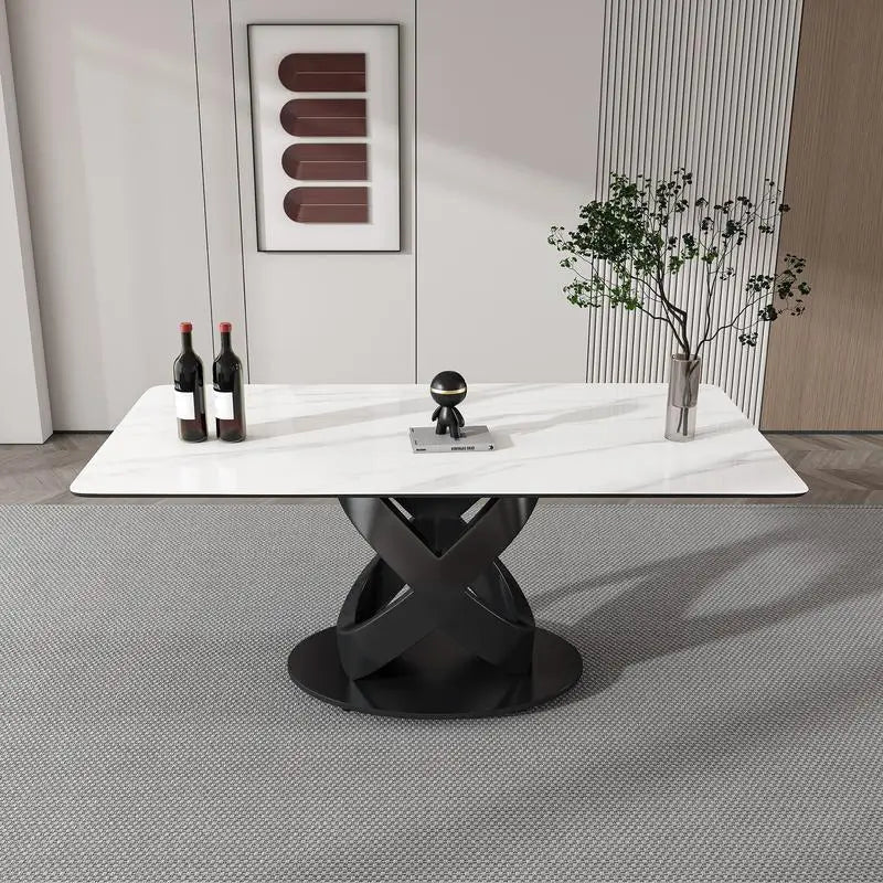 Sintered Stone Top Dining Table With Carbon Steel Base
