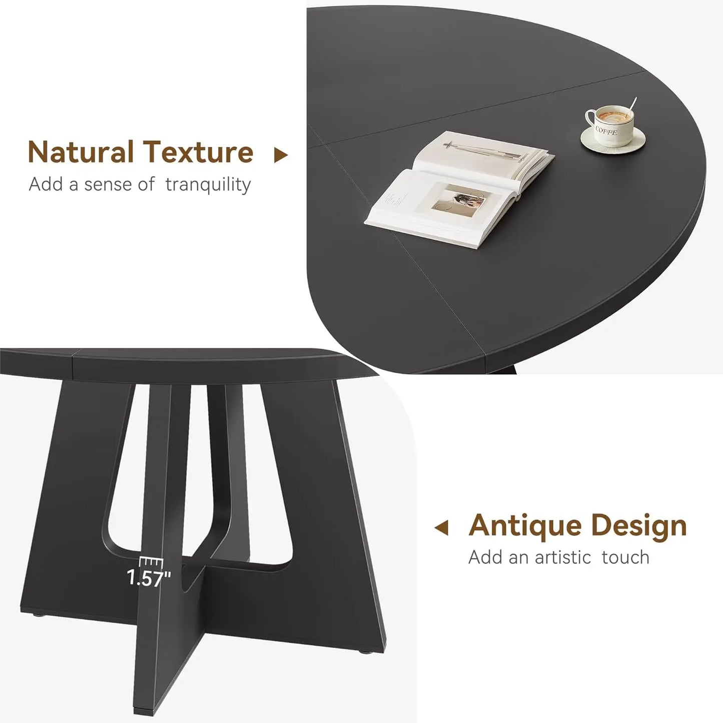 HobbyLane Rustic Round Dining Table for 4-6 People