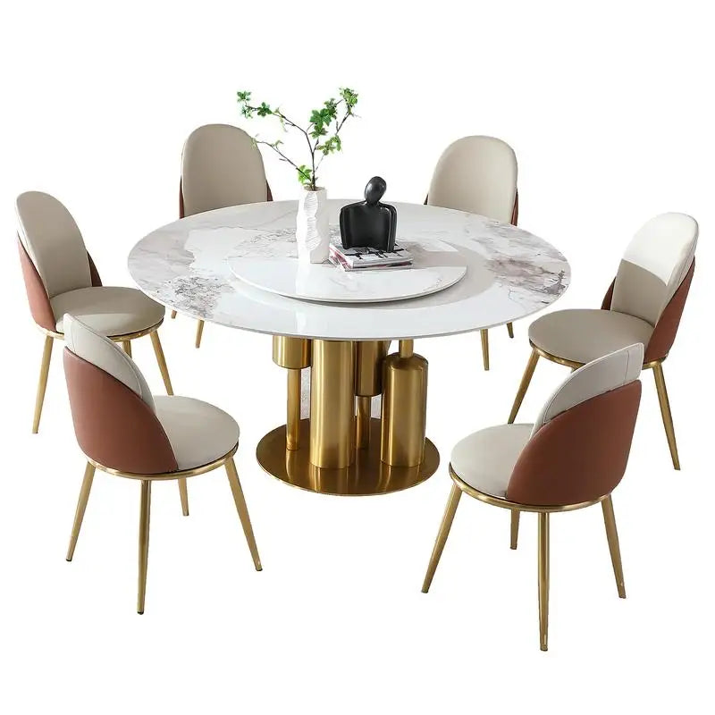Modern Round Marble Dining Table With Lazy Susan Sintered Stone