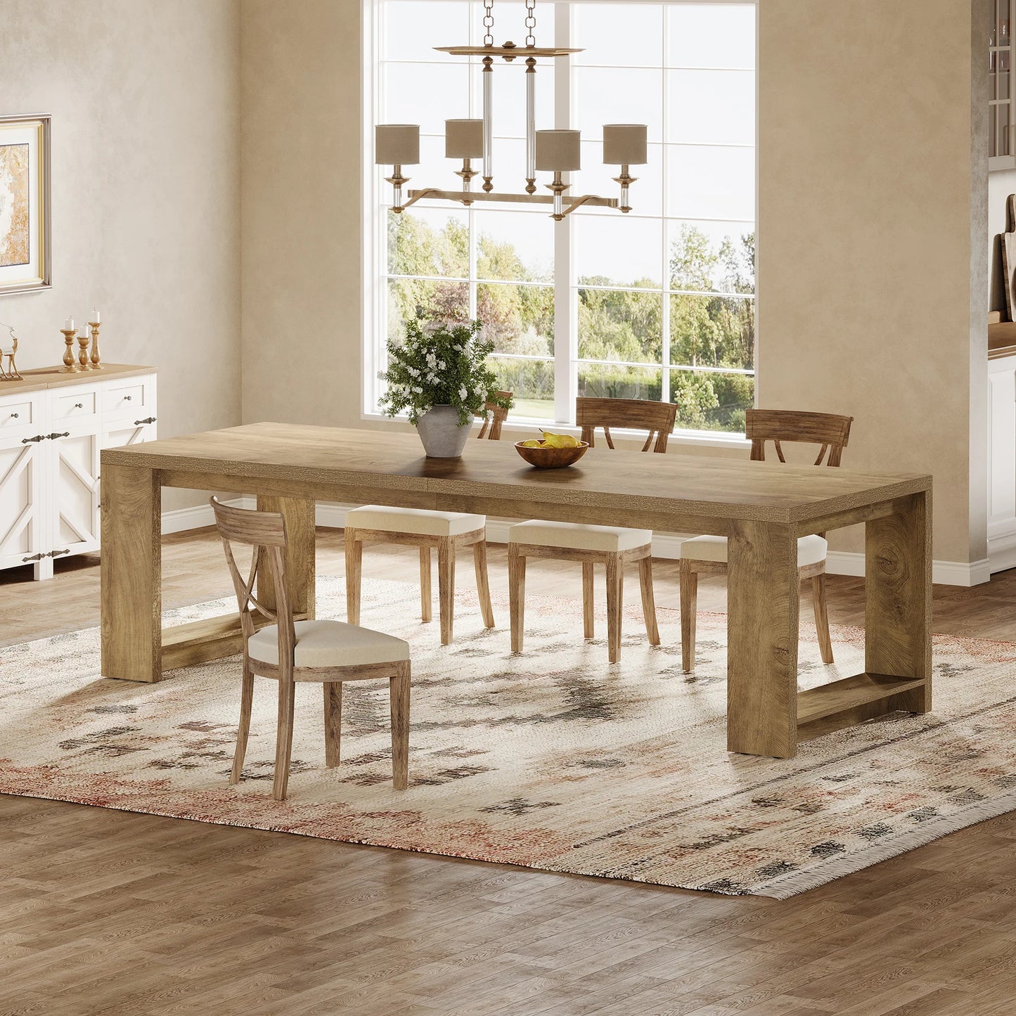 Tribesigns Modern Dining Table With Durable Pedestal Base