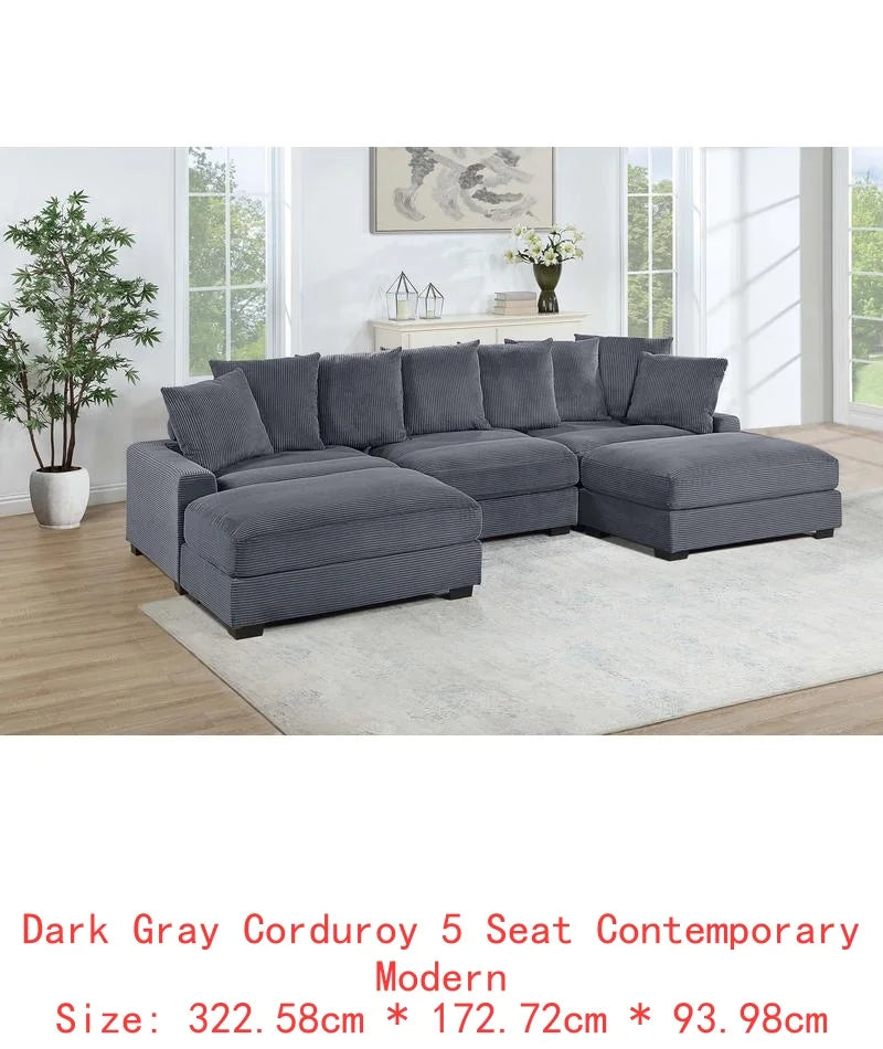 Contemporary 6-Piece Modular Sectional Sofa Set LAF And RAF Chairs