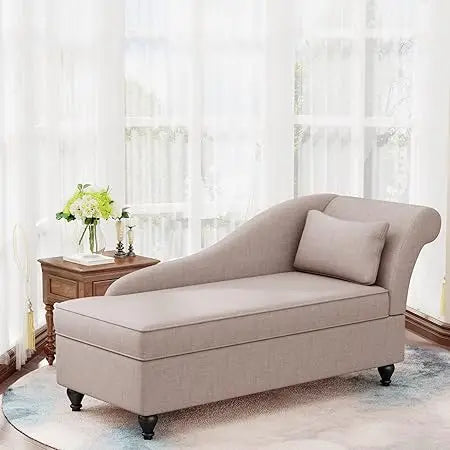 MKDK Indoor Storage Chaise Lounge Upholstered Fabric Chair Living Room