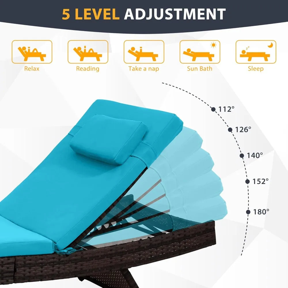 Sundale Outdoor Wicker Chaise Lounge Chair Set of 2
