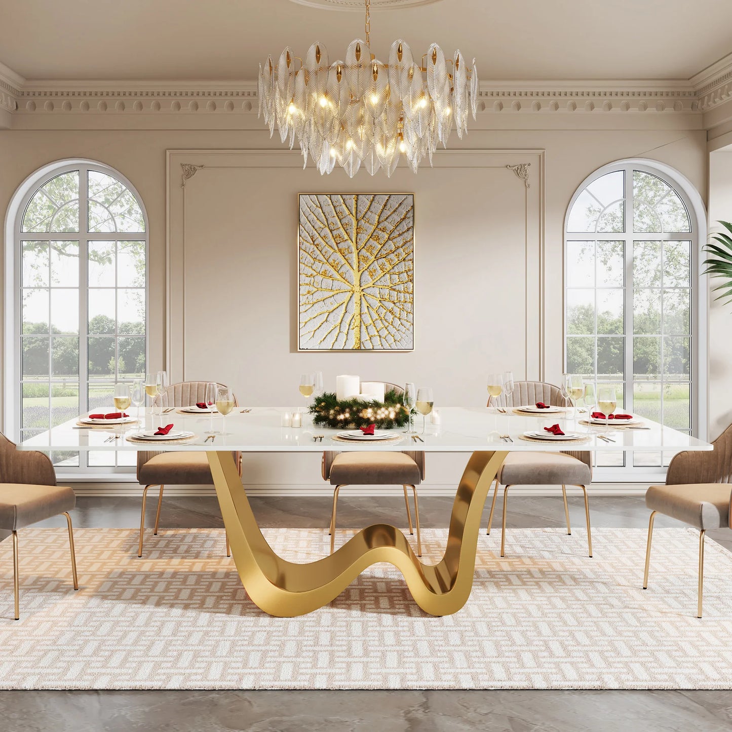 Tribesigns Sintered Stone Dining Table Modern Rectangle