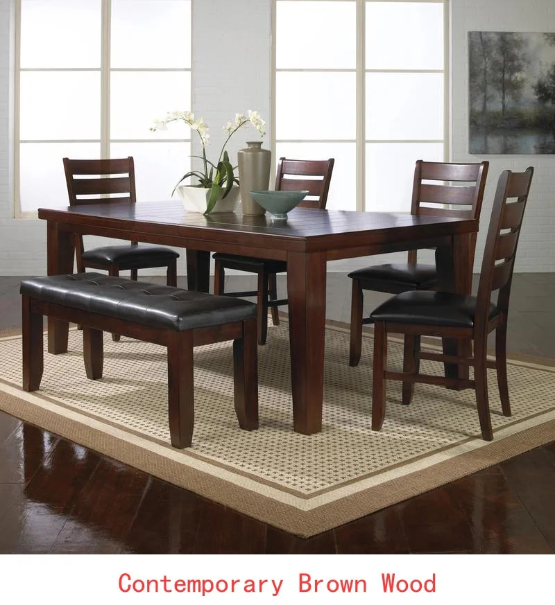 Contemporary 6-Piece Dining Set With Extendable Table And Upholstered Chairs