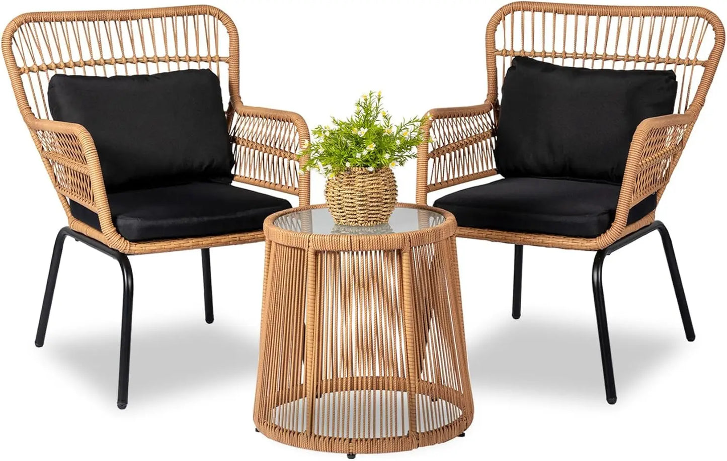DAFIFY Outdoor Wicker Bistro Set Rattan Patio Furniture