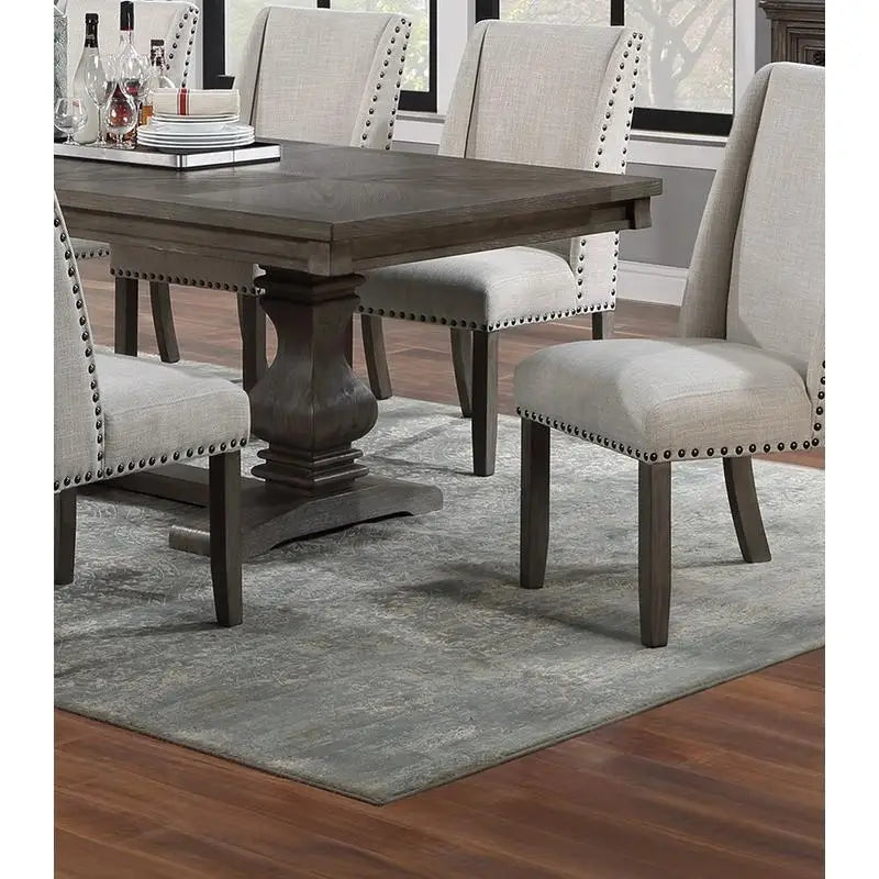 Traditional Dining Set With Leaf And Wingback Cushioned Chairs
