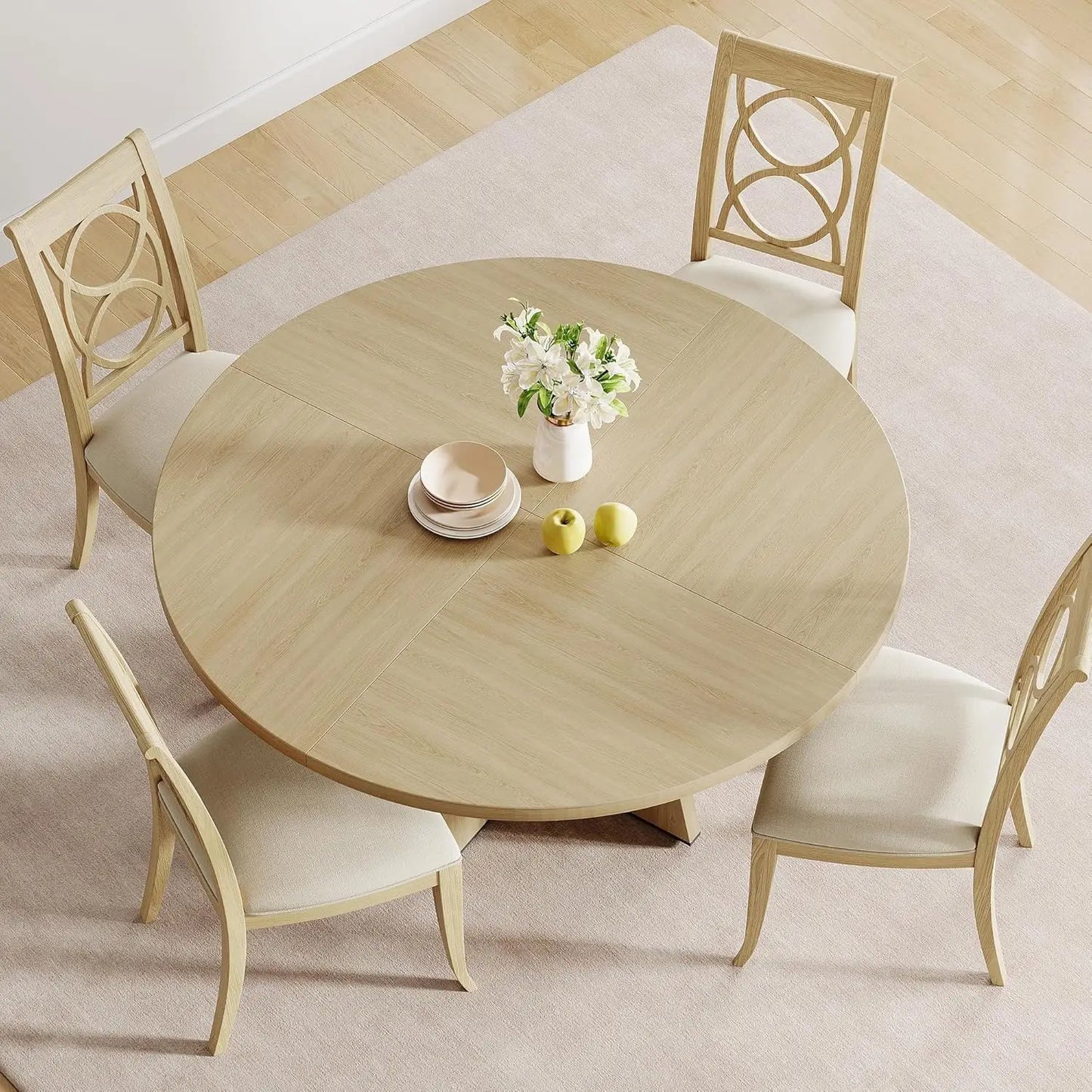 HobbyLane Rustic Round Dining Table for 4-6 People
