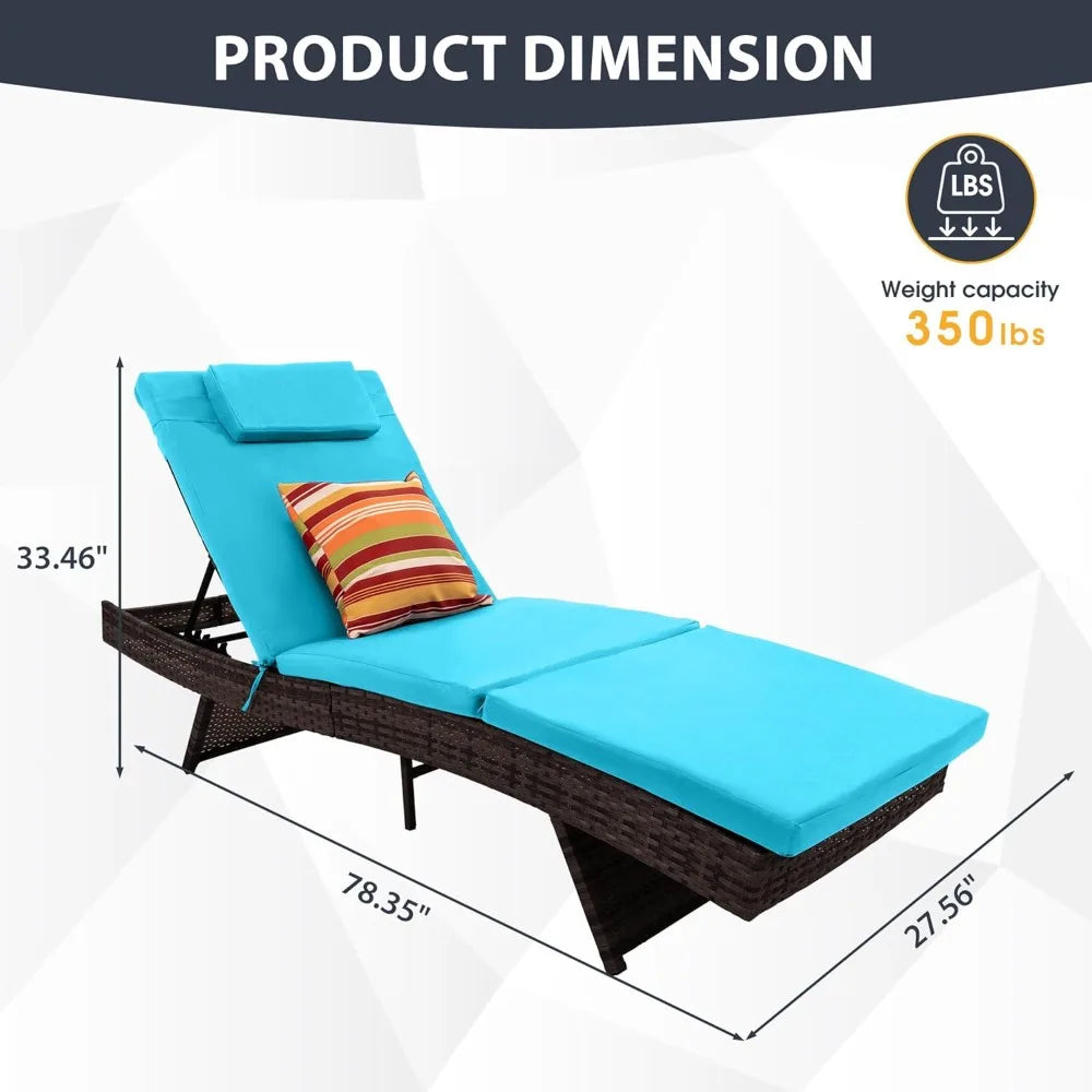 Sundale Outdoor Wicker Chaise Lounge Chair Set of 2
