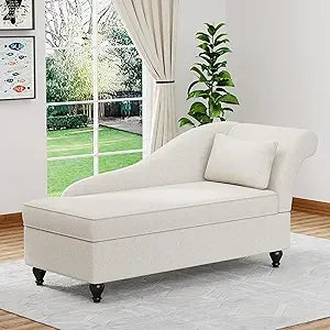 MKDK Indoor Storage Chaise Lounge Upholstered Fabric Chair Living Room