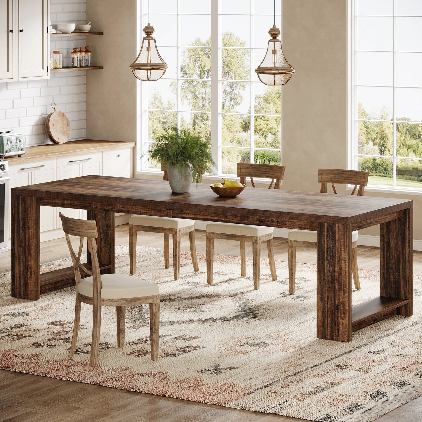 Tribesigns Modern Dining Table With Durable Pedestal Base