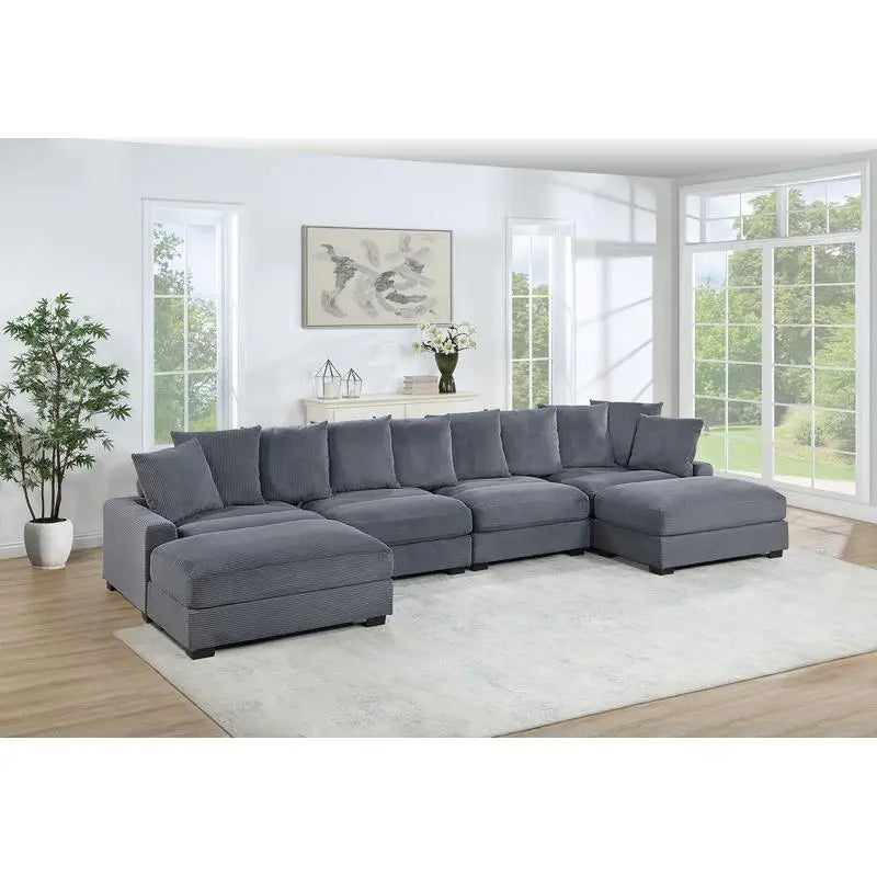 Contemporary 6-Piece Modular Sectional Sofa Set LAF And RAF Chairs