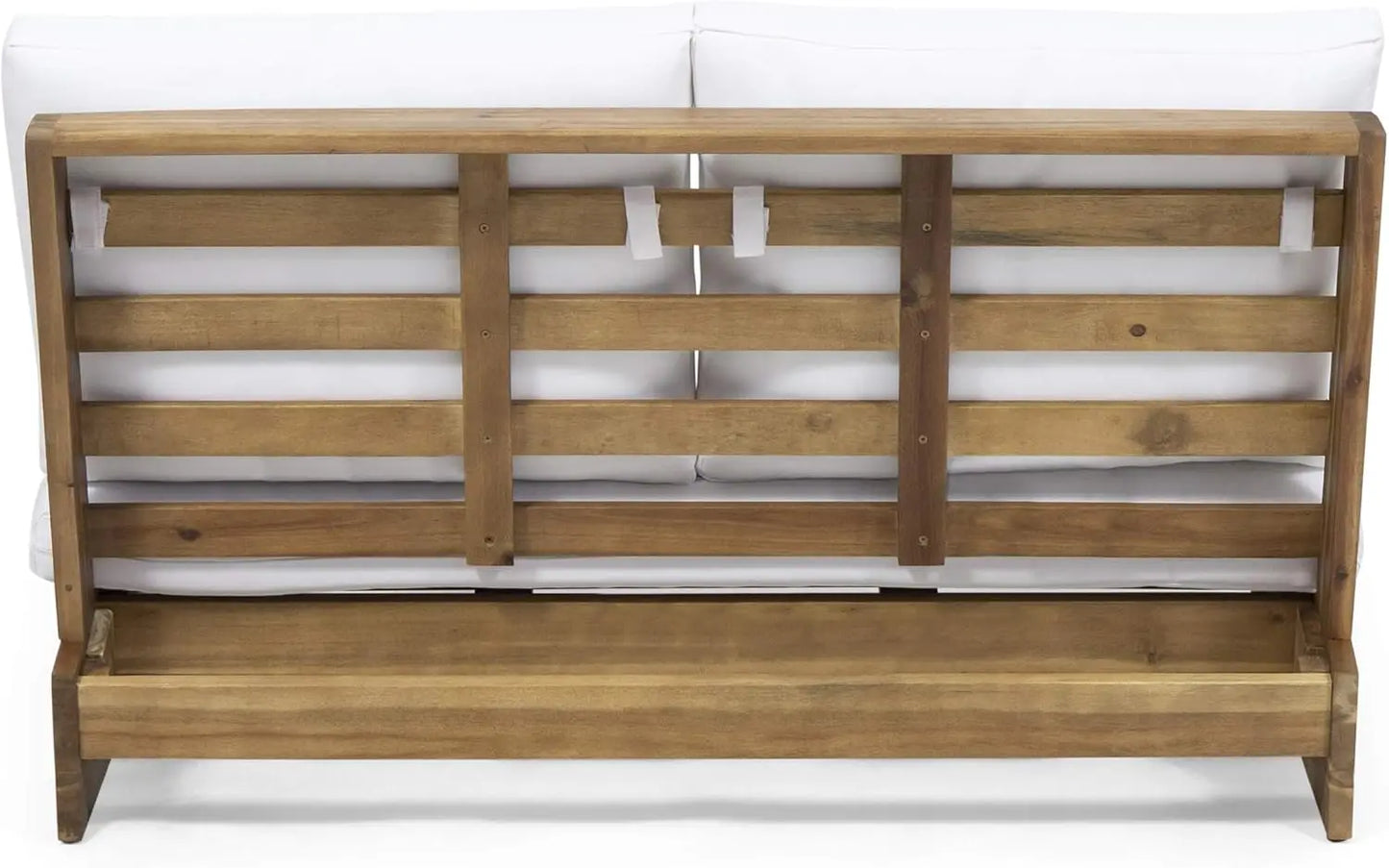 Great Deal Furniture Kaitlyn Outdoor Acacia Wood Loveseat With Cushions
