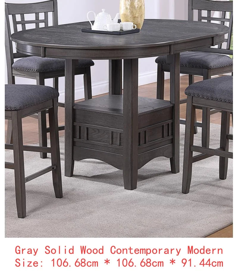 Contemporary Counter Height Dining Set With Round Table And Leaf