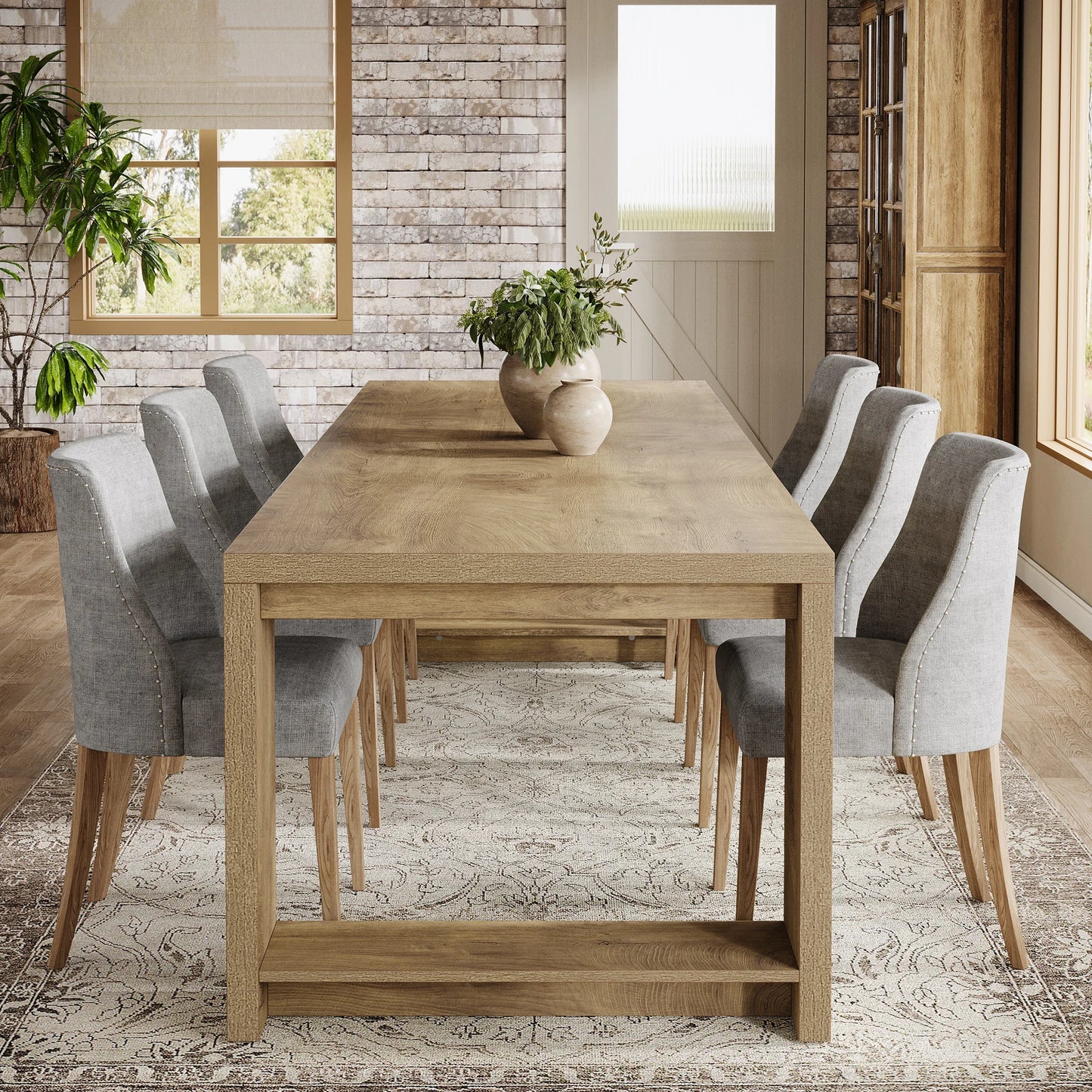 Tribesigns Modern Dining Table With Durable Pedestal Base
