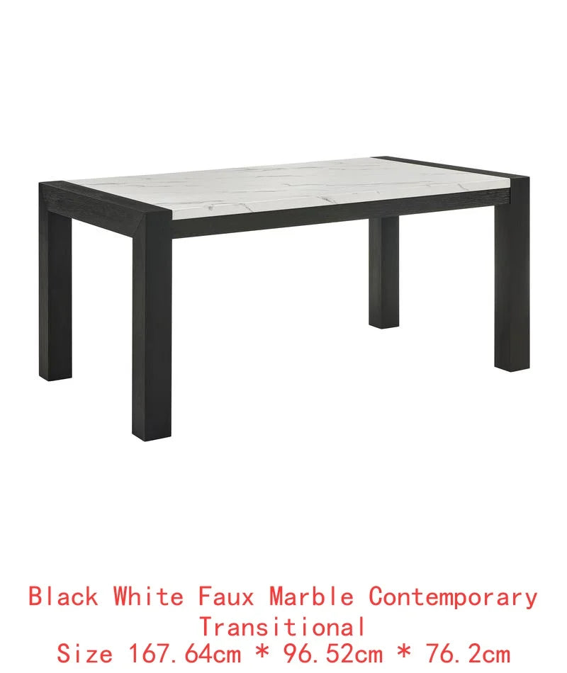 Contemporary 7 Piece Dining Set With Faux Marble Table