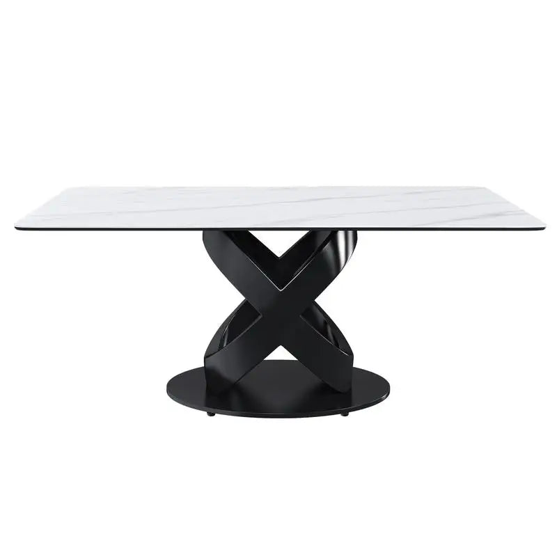 Sintered Stone Top Dining Table With Carbon Steel Base