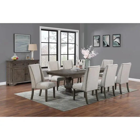 Traditional Dining Set With Leaf And Wingback Cushioned Chairs