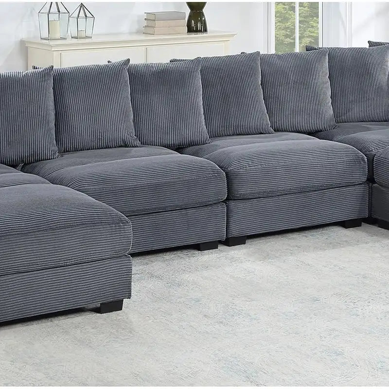Contemporary 6-Piece Modular Sectional Sofa Set LAF And RAF Chairs