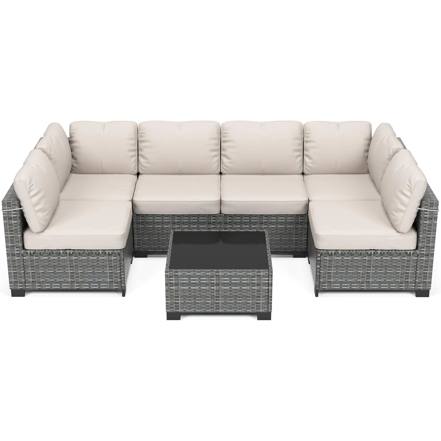 HobbyLane Seven Piece Modular Outdoor Rattan Furniture Set