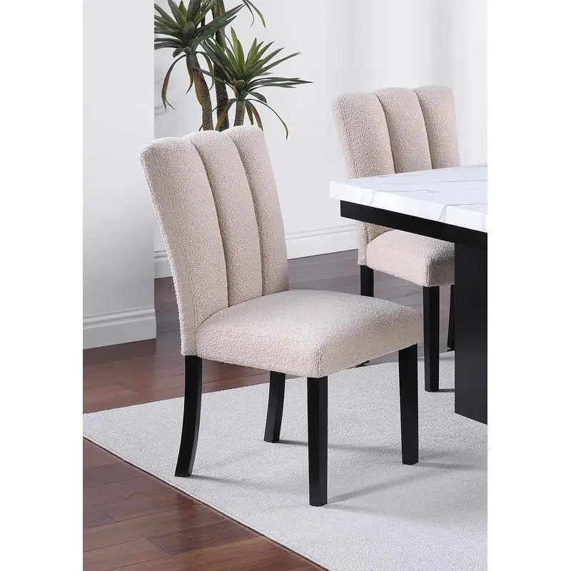 Faux Marble Top Dining Table With Six Side Chairs Set
