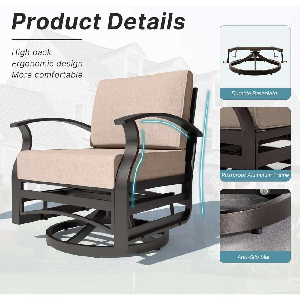 Aluminum Patio Furniture Set With Rocking Chairs For Outdoor Use