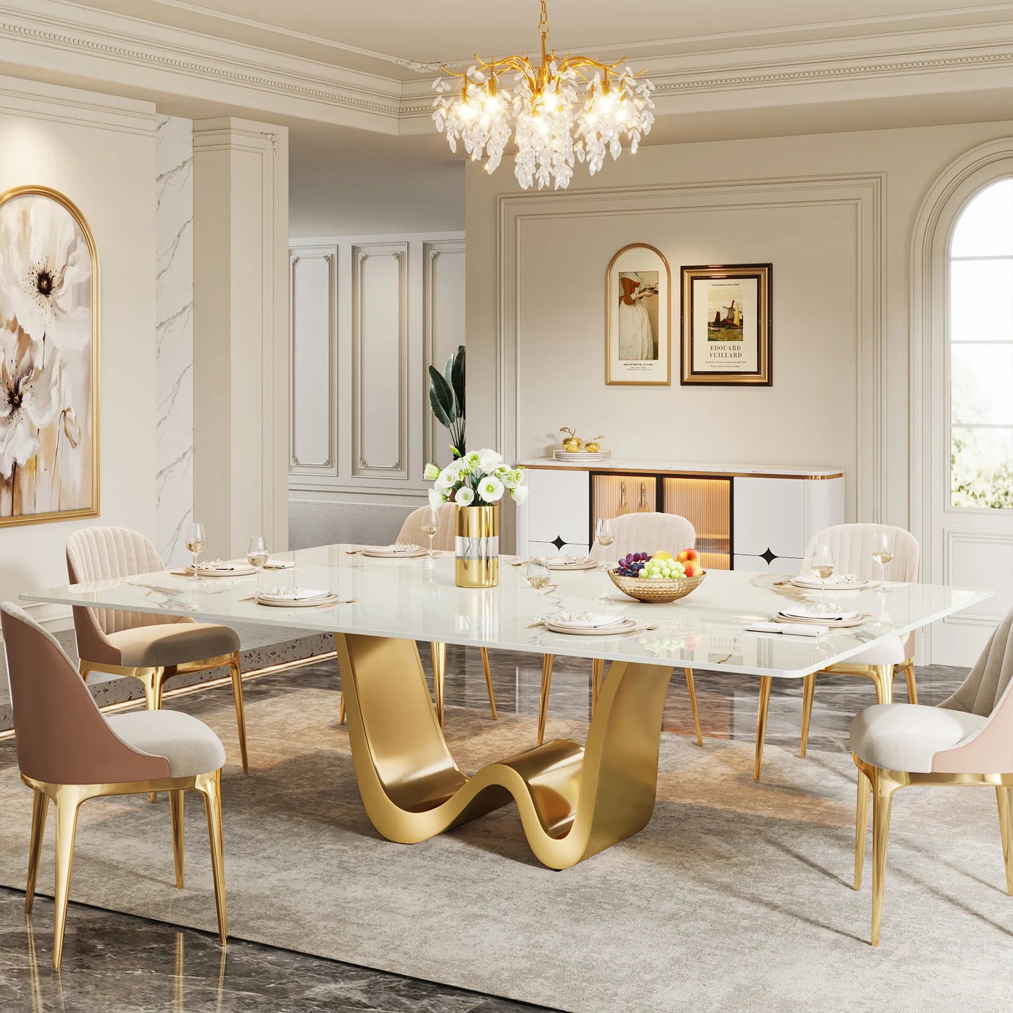 Tribesigns Sintered Stone Dining Table Modern Rectangle